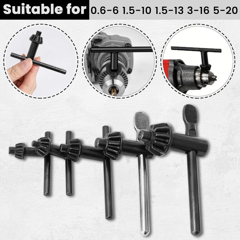 Hakkin 5PCS Drill Chuck Key Wrench 3/4" 5/8" 1/2" 3/8" 1/4" Carbon Steel Heavy Duty Thumb Handle Replacement Drill Clamping Wrench for Electric Drill Clamping Tool - Image 4